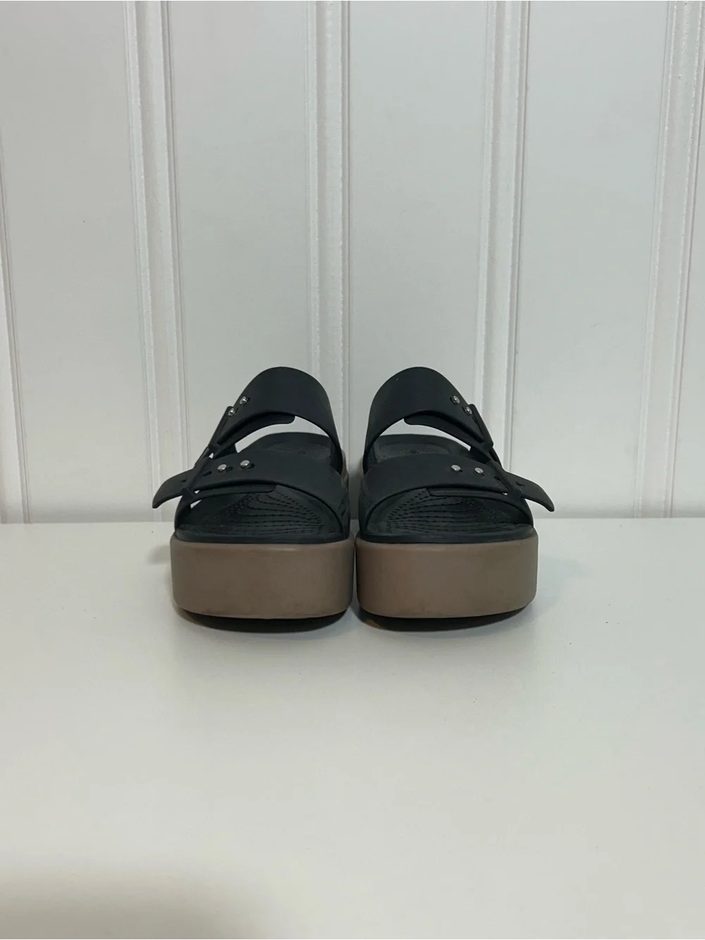 Crocs Brooklyn Women’s Black Platform Slide Sandals brown